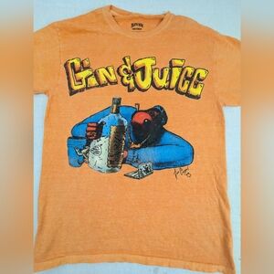 Death Row Records Sipping On Gin & Juice Orange Tee With Bold Graphics Small